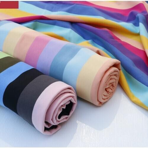 Colorful striped knitted fabric thin yarn-dyed rainbowStriped T-shirt stretch fabric