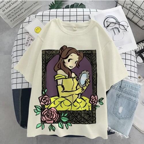 Disney 3D Women fashion cartoon Snow White Harajuku Summer kawaii top female Ulzzang oversized T-shirt with short sleeves y2k