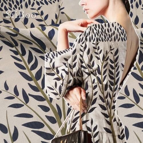 European elegant leaf style yarn dyed positional jacquard fabric for women summer dress trench coat tissu tecido stoffen SP6070
