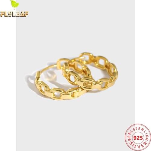 925 Sterling Silver chain Hoop Earrings for women INS pop style female 18k gold Fine jewelry