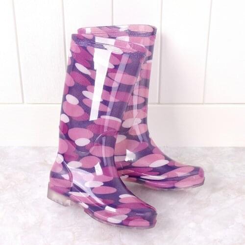 LEOSOXS PVC Print Tall Women Rainboots Non-Slip Waterproof Rain Shoes 2021 New Fashion Casual Female Water Shoes Woman Rainboots