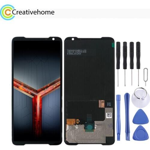 AMOLED Material LCD Screen and Digitizer Full Assembly for Asus ROG Phone II ZS660KL(Black)