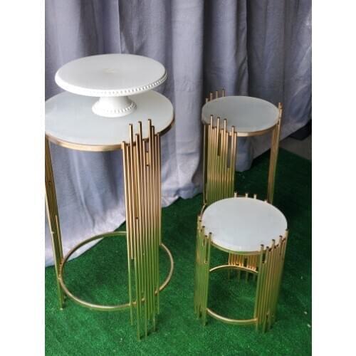 Gold round wedding cake stand iron dessert table welcome wedding decoration plinth sunyu2577