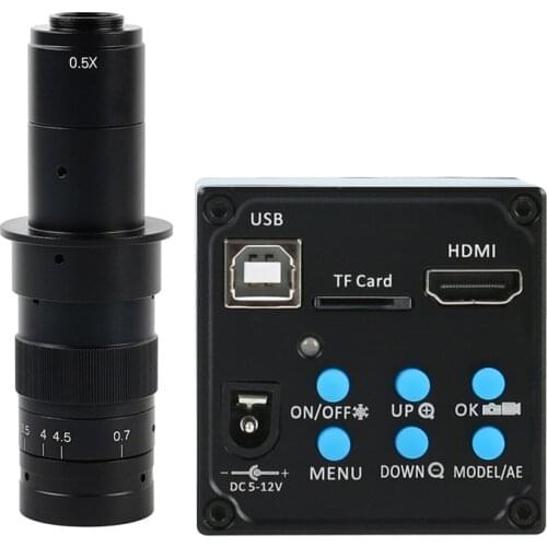 1080P 20MP HDMI USB Industrial Video Microscope Camera TF Card Recorder IR Remote +180X 300X C-mount Lens For PCB Repair