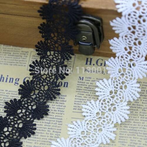 15Yards Polyester Sewing Lace Trim Bridal Dress Embroidered White Ribbon Lace Black Guipure Lace Fabric African Cord Laces