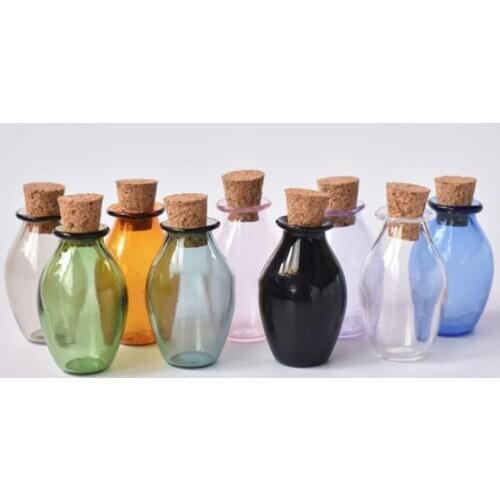 2Pcs/lot 1:12 Dollhouse Miniature Glass Color Bottles Cork Bottles Tiny Jar Model For Dollhouse Decoration