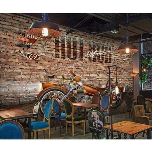 3d wallpaper custom photo mural Motorcycle racing red brick wall background living room 3d wall mural wallpaper for walls 3 d