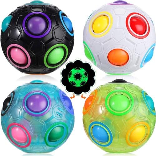 4 Pack Glow Rainbow Magic Ball Cube Puzzle Fidget Sensory Toy Brain Teaser Games for Puzzle Bundle Stress Fidget Toys