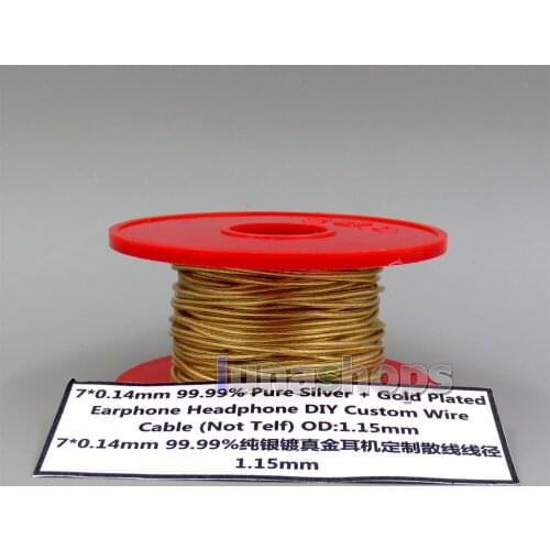 5m 7*0.14mm 99.99% Pure Silver + Gold Plated Earphone DIY Custom Cable (Not Telf) Diameter OD:1.2mm LN006222
