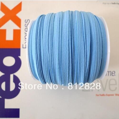 50 Meters 1/4'' 6mm #5 Sky Blue Colored Skinny Elastic Band