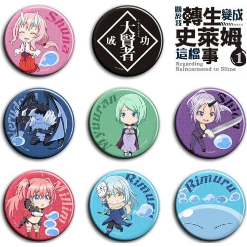 58MM That Time I Got Reincarnated as a Slime Rimuru Tempest huna Metal Brooch Icons Button Round Pins