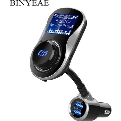 Bluetooth Handsfree Aux Car Kit FM Transmitter Wireless Radio Adapter with Dual USB Ports and 1.4 inch Display Screen