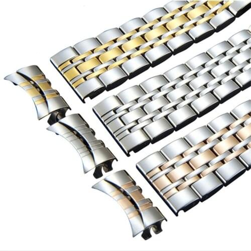 Stainless Steel Metal Watch Band Bracelet 12mm 14mm 16mm 18mm 20mm 22mm 24mm Wrist Strap Watchband with Hollow arc interface