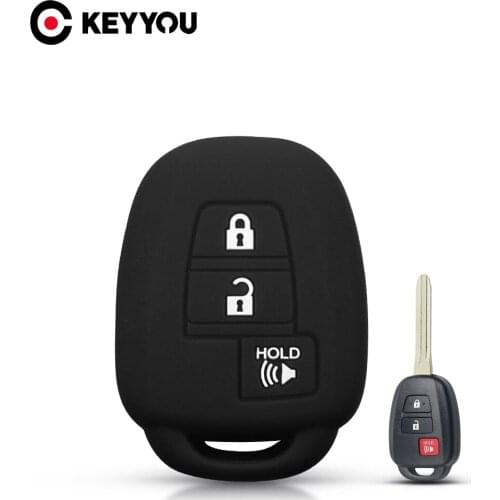 KEYYOU 3 Button Silicone Car Key Case For Toyota Camry Corolla RAV4 Vios Prius C Highlander 2012 2013 2016 2017 2018 Fob Cover
