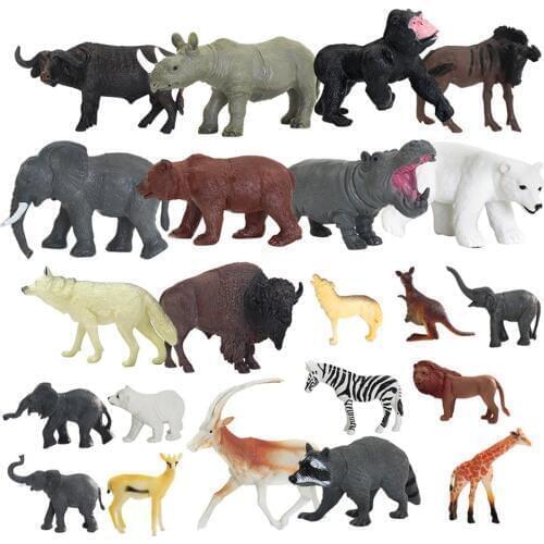24Pcs/Set Kids Childrens Assorted Plastic Toy Wild Animals Jungle Zoo Figure Educational Simulated Animal World Model