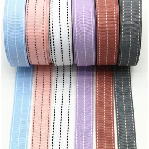1 '25mm double-color ribbon DIY handmade material headdress hair bow stripe belt packing gift crafts luggage accessories