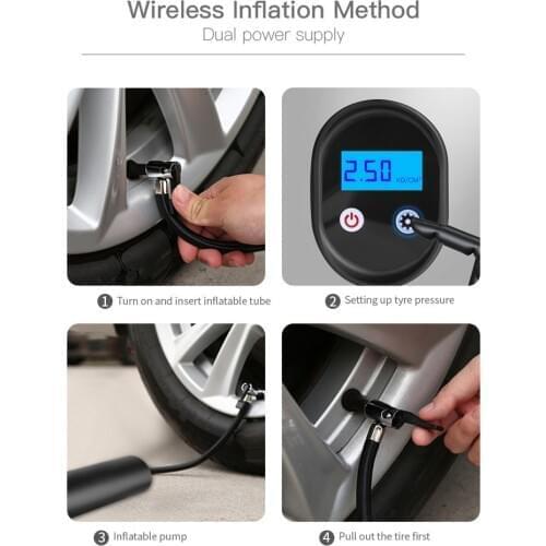 Motorcycle Car Tire Electric Smart Air Pump USB with Lighting LCD Display Freely Adjustable Tire Pressure Fast Electric Air Pump