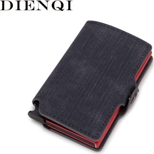 DIENQI Card Holder Wallet Men Women Metal RFID Protector Smart Wallet Purse Mini Slim Thin Wallet Black Walet Wristlet Money Bag
