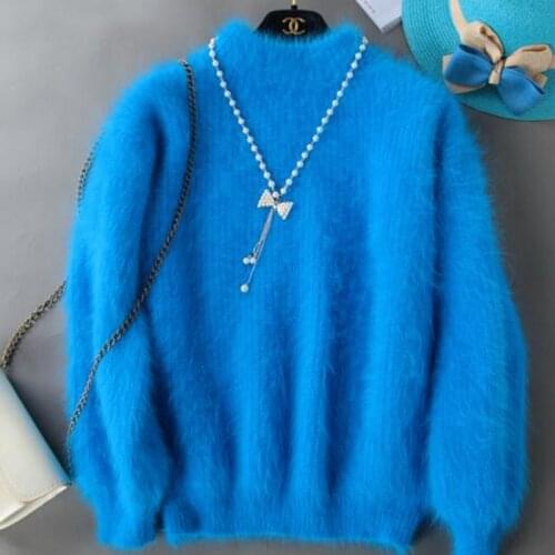 Hot Selling Pure Mink Cashmere Sweater Natural Soft Cashmere Turtleneck Pullovers Women New Autumn Winter Factory Sale wsr536