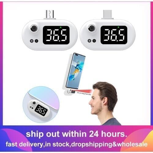 Mini USB Thermometer Mobile Phone Digital Thermometer With LED Display Non-contact Infrared Temperature Sensor Type-C Hygrometer