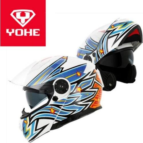 2018 Autumn Winter New YOHE Double Lens Flip Up Motorcycle Helmet YH950 Open Face Motorbike Helmets made of ABS / EPS 9 Colors