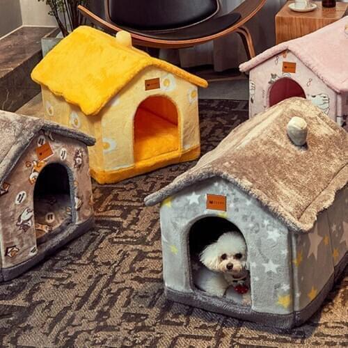 Washable Dog House Bed Cat Kennel Winter Warm Pet House For Small Medium Dogs Teddy Cat Nest Pet Basket Puppy Cave Bed Sofa