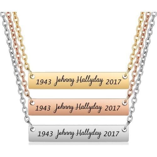 Customized Name Johnny Hallyday Necklace ID Bar Gold Chain Custom Nameplate Necklaces for Women Men Jewelry SL-069