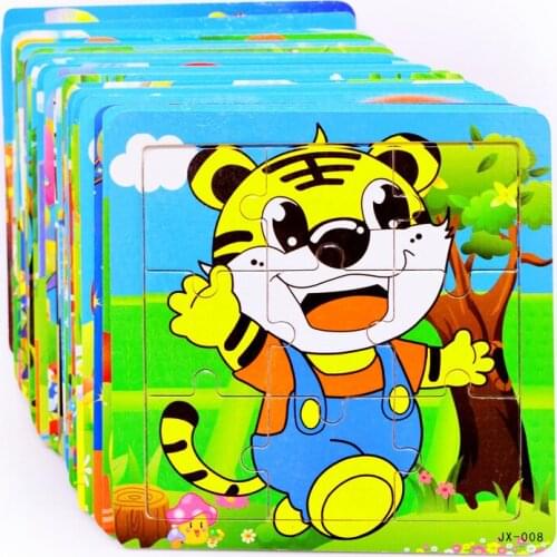 New 1PCS/lot 3D Wooden Jigsaw Puzzles For Children Kids Toys Cartoon Animal/Traffic Puzzles Baby Educational Puzles Wholesale
