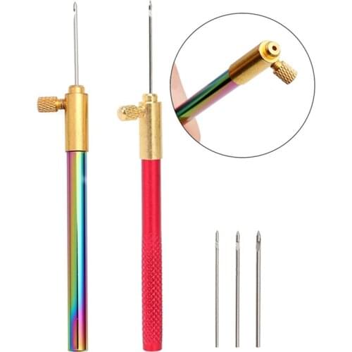 French Embroidery Beading Hoop Crochet Hook with 3 Needles Crochet Embroidery Beading Needle Knitting Sewing Tools Accessories