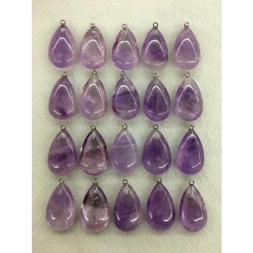 Wholesale 10pcs/Pack Lavender Amethysts Stone Bead Pendant,Pear Shape Gem Stone Jewelry Necklace DIY 32mm