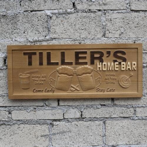 Wpa0053 Personalized Home Bar Man Cave Beer 3D Wooden Signs