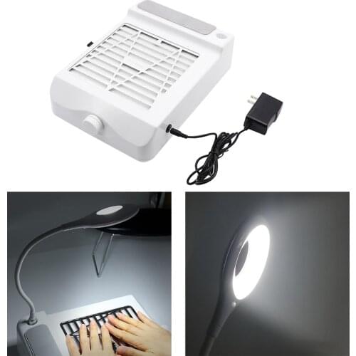 Nail Vacuum Dust Collector Powerful Nail Dust Extractor Cleaner Suction Fan Machine, White