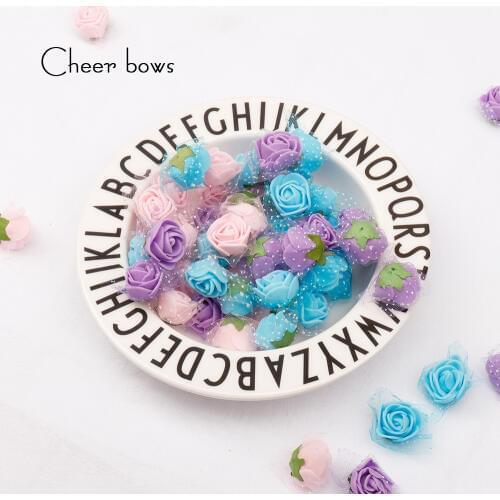 Cheer Bows 2cm Mini Foam Rose Artificial Flower Bouquet Multicolor Rose Wedding Flower Decoration Scrapbooking Fake Rose Flower