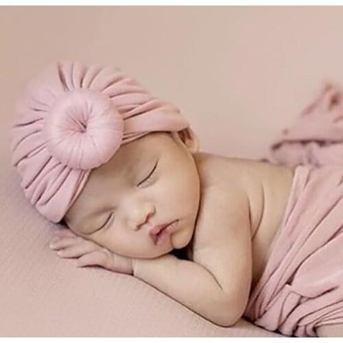 2019 Children Accessories Newborn Toddler Kids Toddler Baby Boy Girl Turban Cotton Beanie Hat Warm Soft Cap Solid Knot Soft Wrap