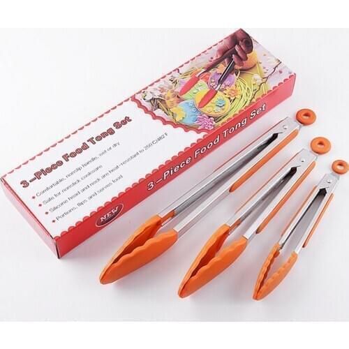 Stainless Steel Cooking Tongs Kitchen Tongs Tools silicone head Barbecue Cooking Salad Grilling Frying Kitchen Tools