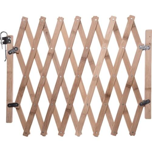 Folding Pet Barrier Fence Cat Dog Gate Bamboo Pet Fence Retractable Pet Gate Sliding Door Gates Isolation Extendable Safety Gate