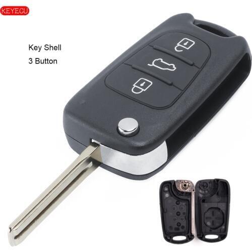 Keyecu Folding Remote Control Key Shell Case Fob 3 Button for Kia Picanto Ceed Pro Sportage Rio Uncut Blade