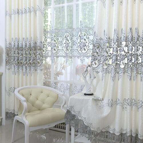 Modern Simple European-Style High-End Hollow Atmosphere Embroidered Curtain Yarn Finished Custom Living Room Bedroom Shade