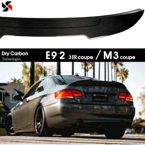 Dry Carbon Tech 3*3 Carbon Fiber Rear Lid High-kick Spoiler Deck Wing for BMW E92 3 Series Coupe 2006 - 2012