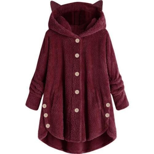 Hoodie Jacket Tracksuit Women Button Coat Solid Tops Hooded Pullover Loose Blouse Plus Size Polerones Mujer