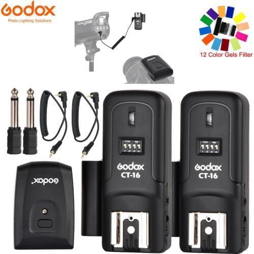 Godox CT-16 16 Channels Wireless Radio Flash Trigger Transmitter + 2x Receiver Set for Canon Nikon Pentax Studio Speedlite Flash