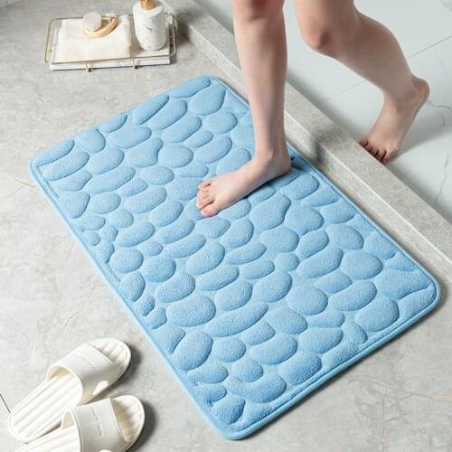 Comfortable 3D Stone Bathroom Mat Door Mat Memory Foam Mat Water Absorbent Non-slip Rug Bathroom Decoration
