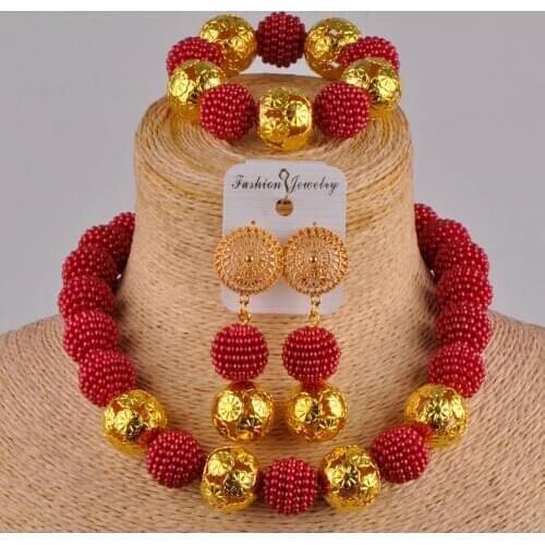 Wine simulated pearl african wedding beads costume jewelry set FZZ32