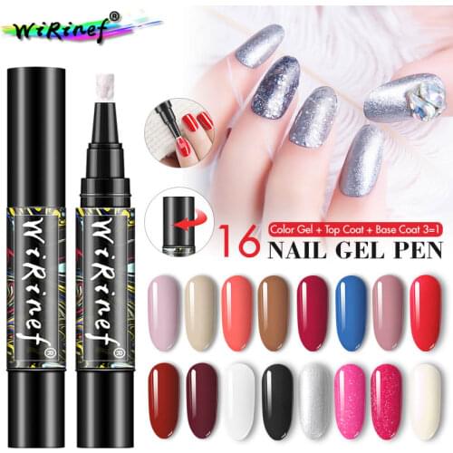 WiRinef Newest One Step Nail Art Gel Polish Hybrid 3 In 1 Gel Nail Varnish Pen Easy To Use UV Gel Lacquer Not Need Base Top Coat