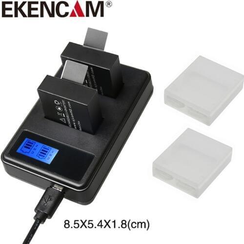 H9 sj4000 LCD Screen Dual Port Battery Charger with Cable for Sj5000 M10 SJ7000 SooCoo c30 C50 EKEN H9r H5s V8s H6s