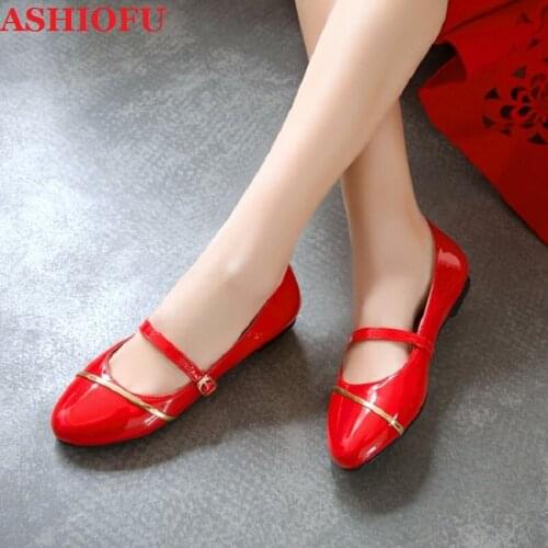 ASHIOFU Handmade New Womens Flats Shoes Candy-colored Round-toe Party Prom Shoes Stage Perfomance Fashion Daily Wear Flat Shoes