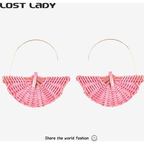 Lost Lady Creative Basket Shape Dangle Drop Earrings Vintage Semicircle Handmade Earrings for Women Statement Party Jewelry