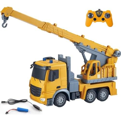 1:24 2.4G 6Ch RC Construction Truck Crane Rechargeable Remote Control Lifting Simulation Engineering Childrens Toy