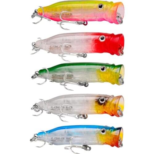 1 Pcs Fishing Lures 7cm/9g Topwater Popper Bait 5 Colors Hard Bait Artificial Wobblers Plastic Fishing Tackle with 8# Hooks