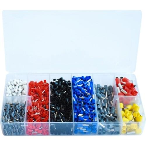 1300PCS Tube Type Terminal Set Cold Pressed Combination Tool Insulated Bushing Junction Box Cable Wire Connector Crimping